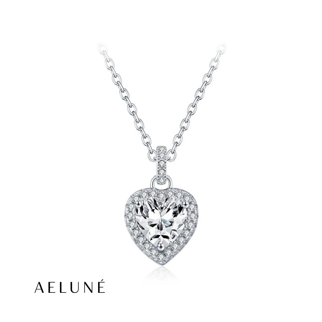 1 Carat Moissanite Heart Pendant Necklace