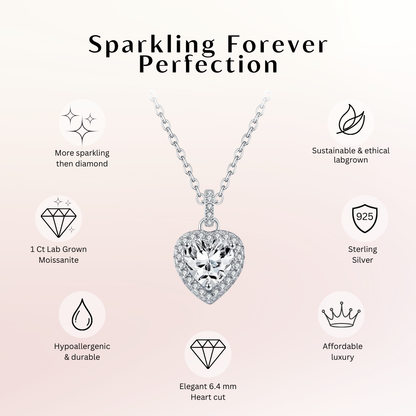 1 Carat Moissanite Heart Pendant Necklace