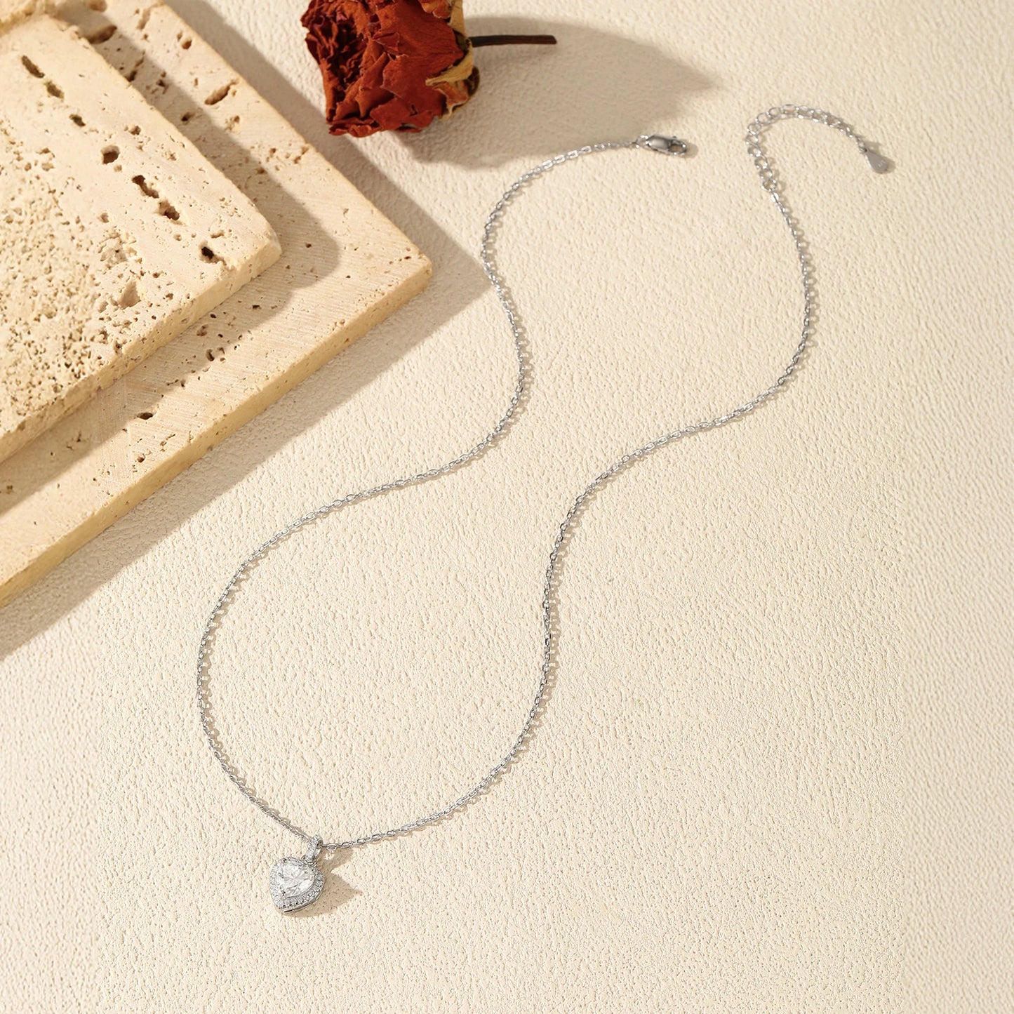 1 Carat Moissanite Heart Pendant Necklace