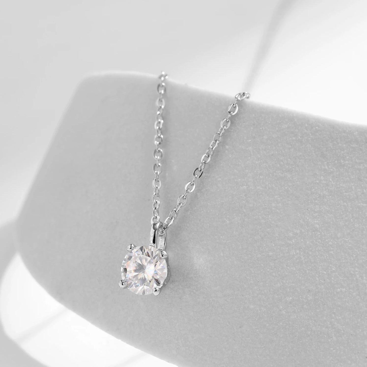1 Carat Moissanite Prong Pendant
