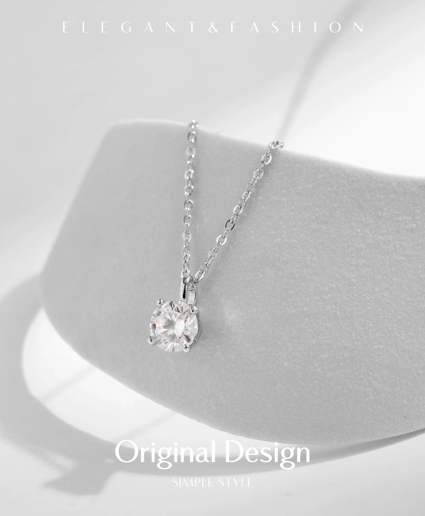 1 Carat Moissanite Prong Pendant