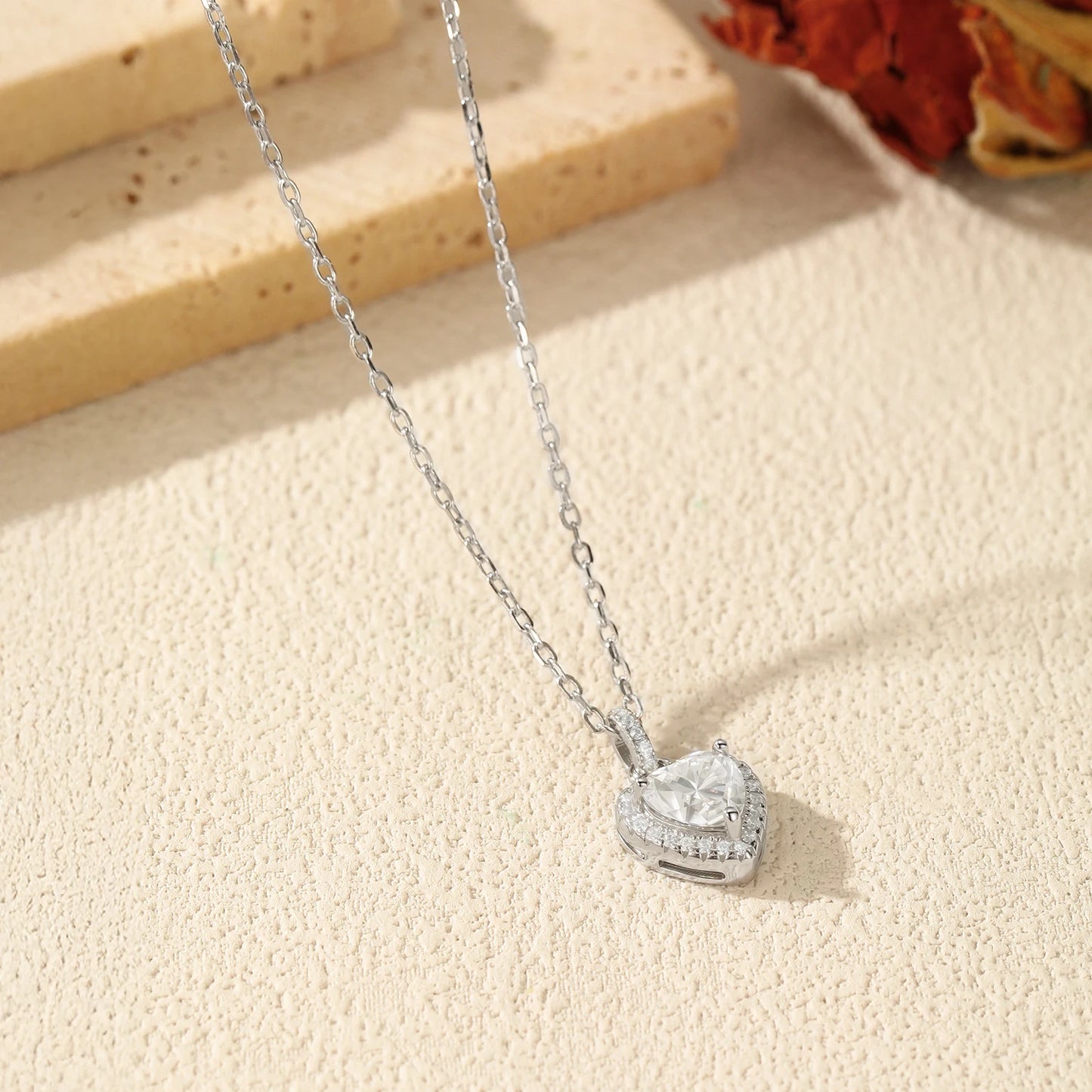 1 Carat Moissanite Heart Pendant Necklace